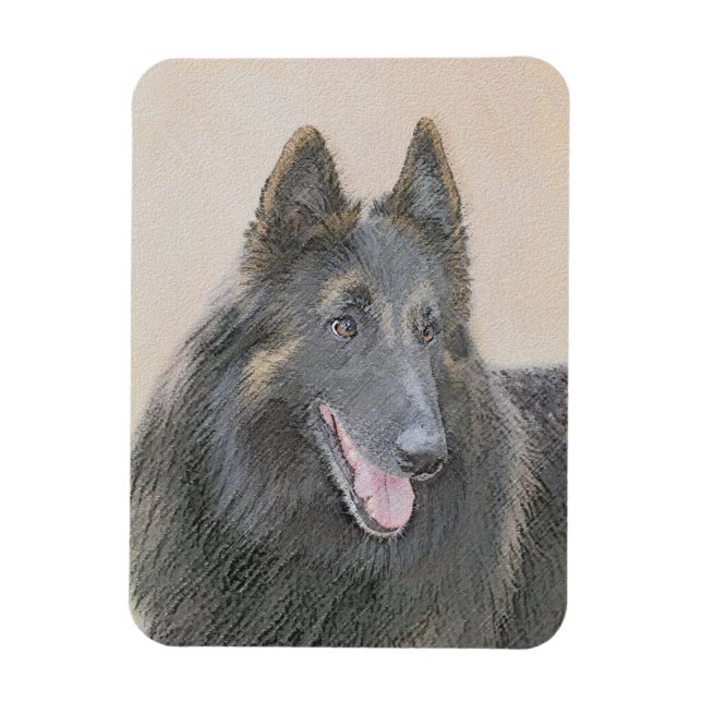 Imán Pintura de Tervuren belga - Arte de perro original (Vertical)