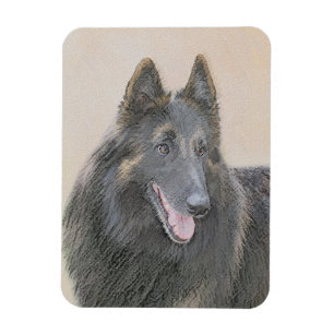 Imán Pintura de Tervuren belga - Arte de perro original
