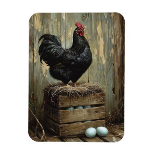 Imán Pintura de un Hen Negro al estilo Americana