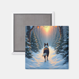 Imán Pintura de vacaciones de Border Collie caminando e