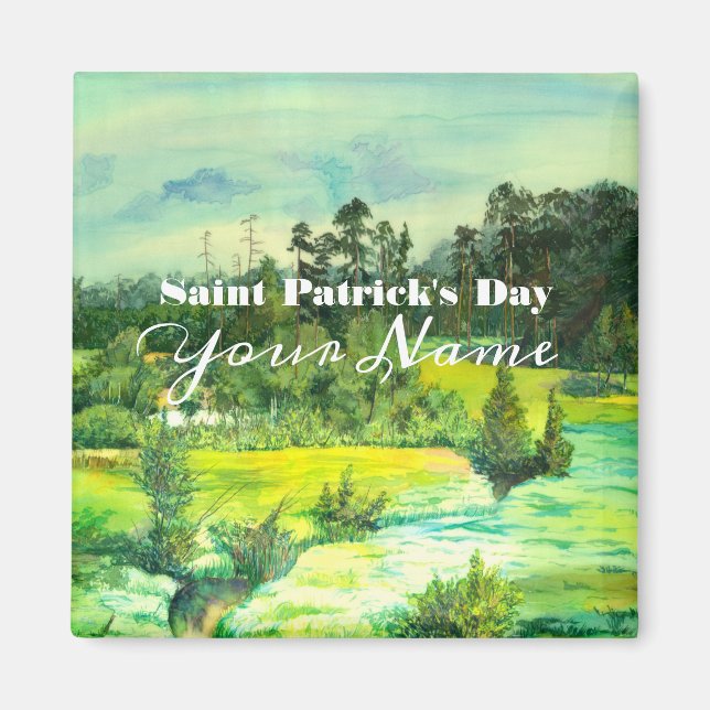 Imán pintura de valle verde Watercolor (Frente)
