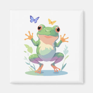 Imán Pintura de vectores de rana Animales Adorables Div