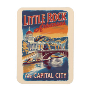Imán Pintura de viaje de Little Rock Arkansas Vintage