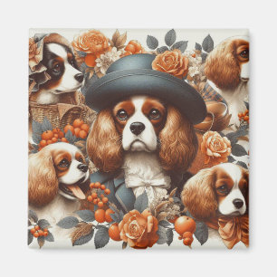 Imán Pintura de Vintage Cavalier King Charles Spaniel