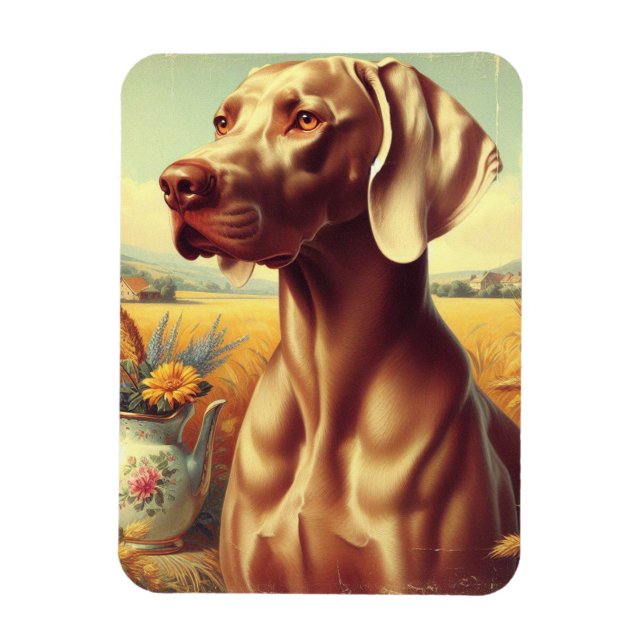 Imán Pintura de Weimaraner Vintage (Vertical)