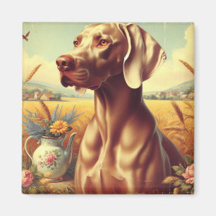 Imán Pintura de Weimaraner Vintage