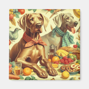 Imán Pintura de Weimaraner Vintage