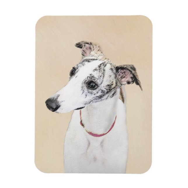 Imán Pintura de Whippet - Arte Cute Original Perro (Vertical)