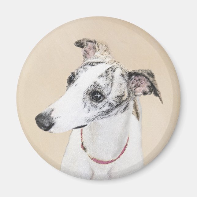 Imán Pintura de Whippet - Arte Cute Original Perro (Frente)