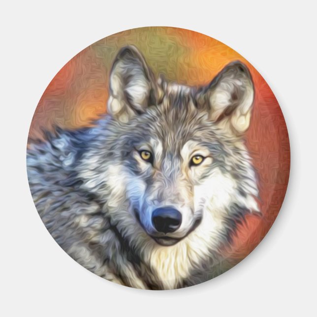 Imán Pintura de Wolf Art (Frente)
