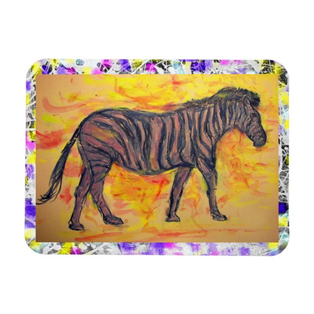 Imán pintura de zebra púrpura (Horizontal)