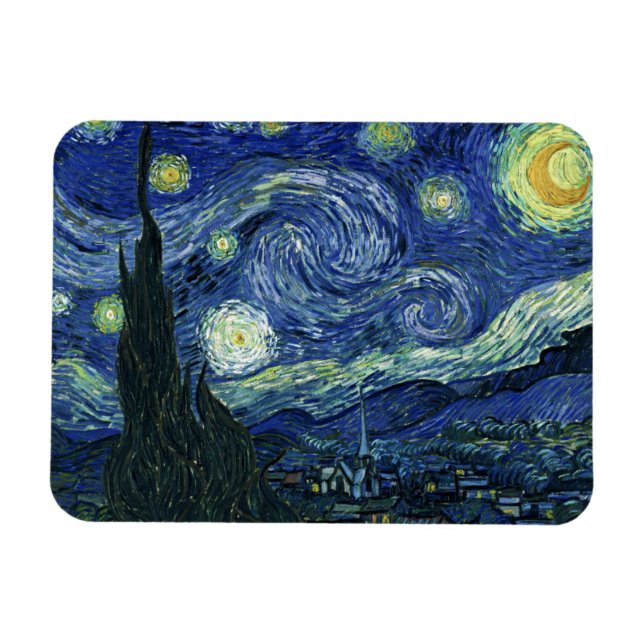 Imán Pintura del Bella Artes de Starry Night Vincent va (Horizontal)