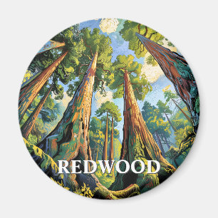 Imán Pintura del bosque del Parque Nacional Redwoods Ca