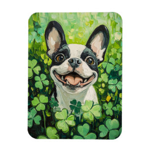 Imán Pintura del campo del trébol de Boston Terrier