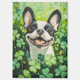 Imán Pintura del campo del trébol de Boston Terrier