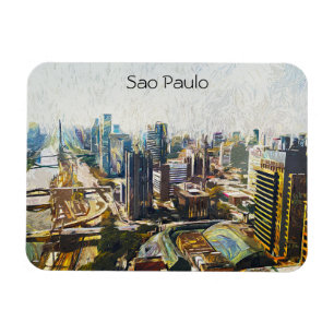 Imán Pintura del paisaje urbano de Brasil en Sao Paulo