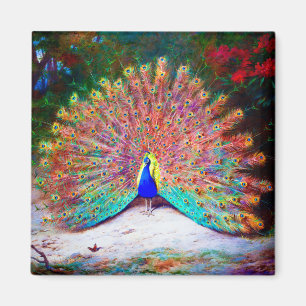 Imán Pintura del pavo real del vintage