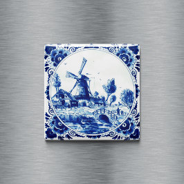Imán Pintura Delft Blue Farm y Windmill