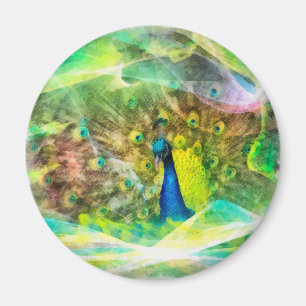 Imán Pintura digital de pavo real