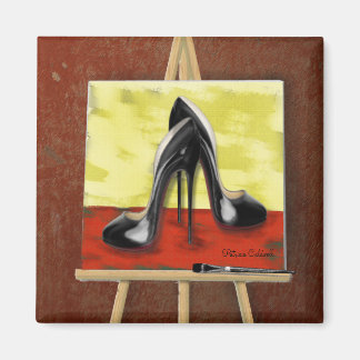 Imán Pintura digital de una pintura de Stiletto Negro