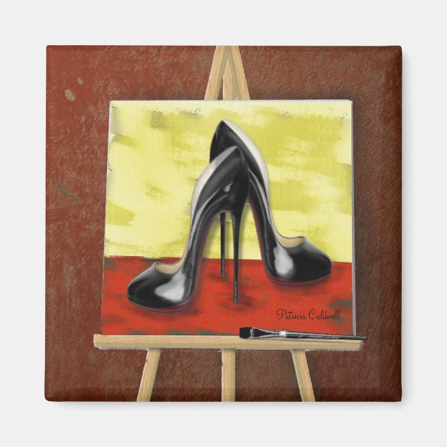 Imán Pintura digital de una pintura de Stiletto Negro (Frente)