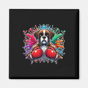 Imán Pintura divertida de perro boxeador amante del box