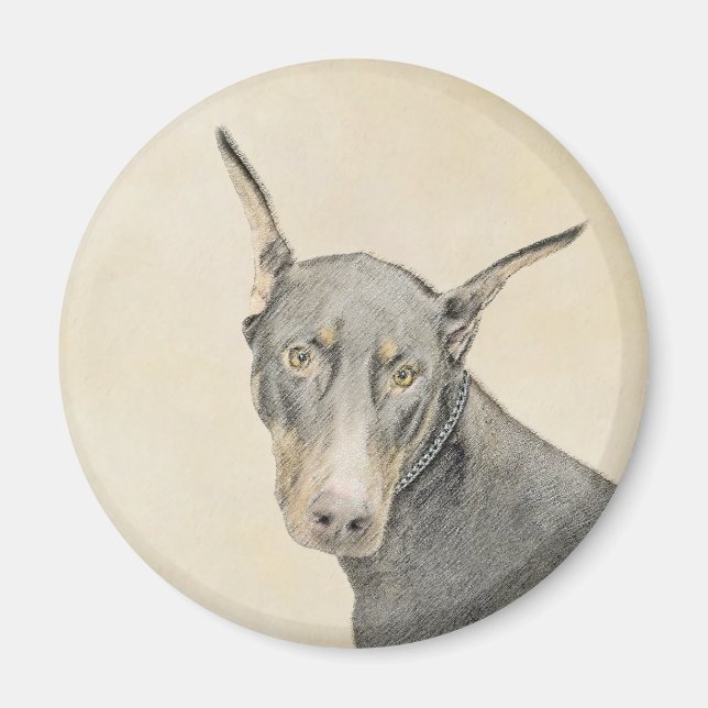 Imán Pintura Doberman Pinscher - Original Dog Art (Frente)