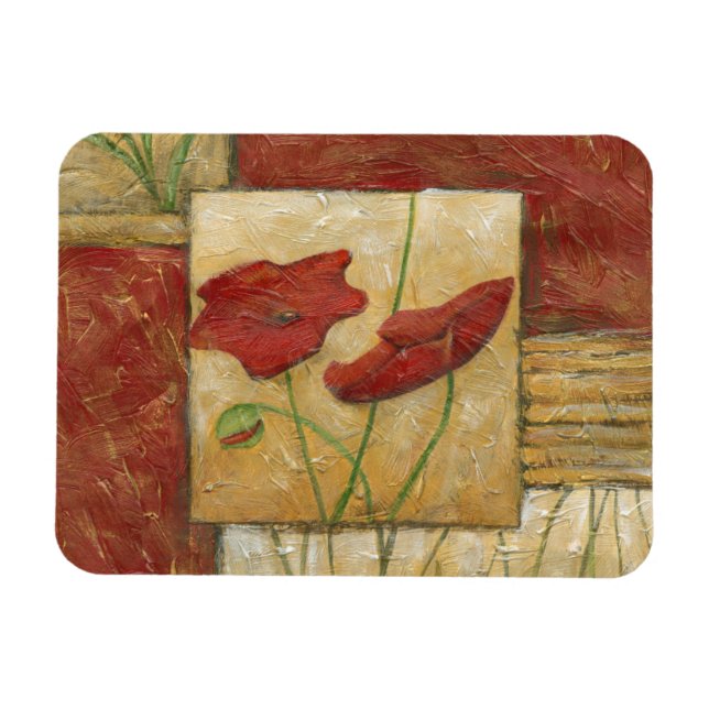 Imán Pintura floral con pinceladas de cepillo visibles (Horizontal)