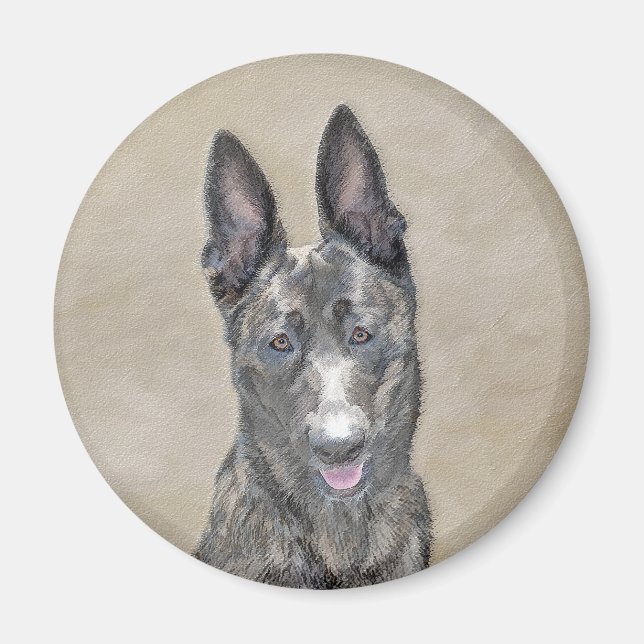 Imán Pintura Holandesa de Pastores - Arte Perro Origina (Frente)