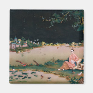 Imán Pintura japonesa del espejo que muestra a un chica