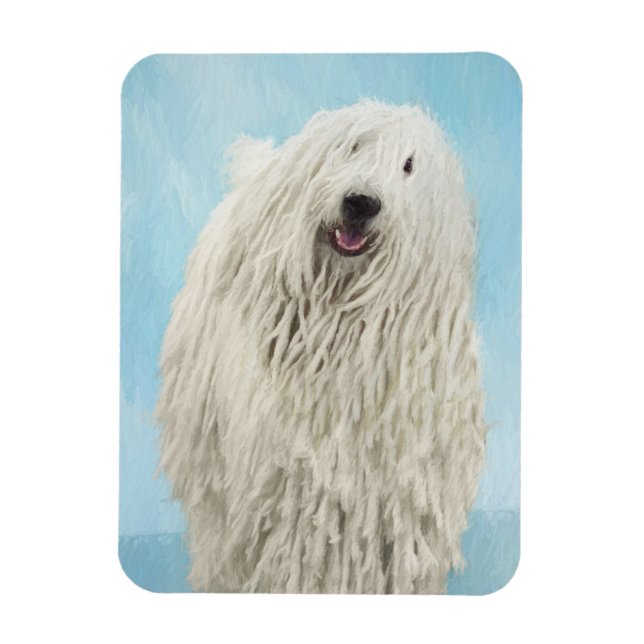 Imán Pintura Komondor - Arte Perro Original Cuto (Vertical)