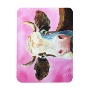 Imán Pintura linda del retrato de la cara de la vaca
