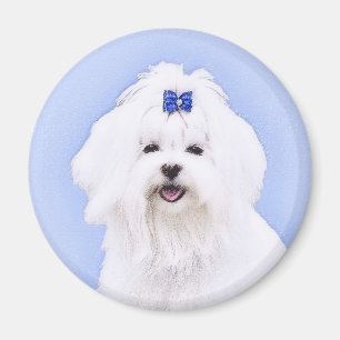 Imán Pintura maltesa - Arte de perro original muy lindo