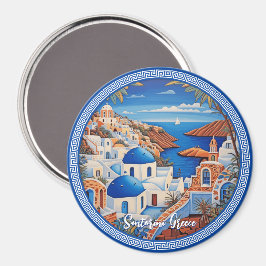 Imán Pintura marina de Santorini Greece | Arte de viaje