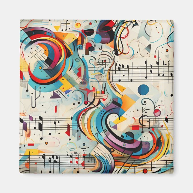 Imán Pintura moderna de tema musical (Frente)