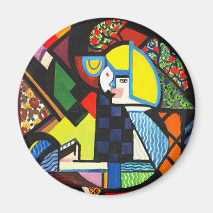 Imán Pintura Modernista Geométrica Abstracta Colorida