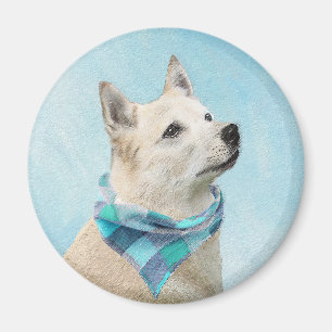 Imán Pintura noruega de Buhund - Arte original de perro