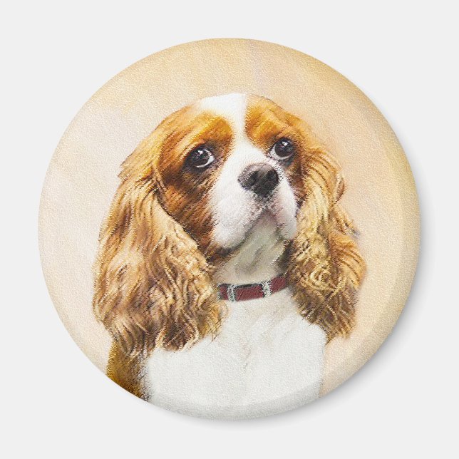 Imán Pintura original de Cavalier King Charles Spaniel (Frente)