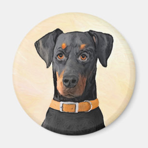 Imán Pintura original de Doberman Pinscher sin cortar