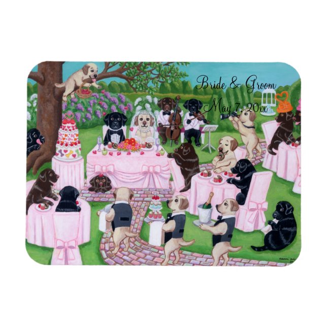 Imán Pintura personalizada de Bodas de Labrador (Horizontal)