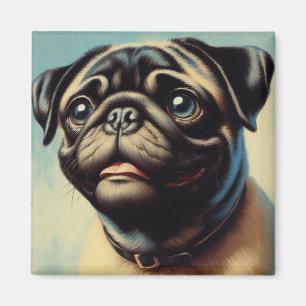 Imán Pintura retro de pug