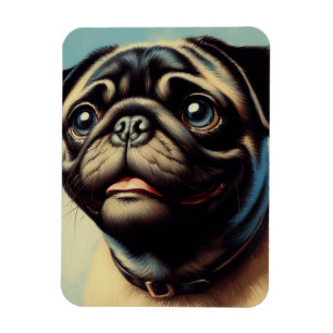Imán Pintura retro de pug