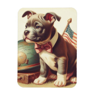 Imán Pintura retro-estadounidense de Toro Terrier