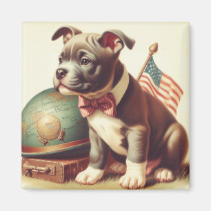 Imán Pintura retro-estadounidense de Toro Terrier