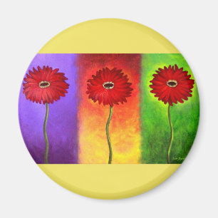 Imán Pintura roja de la flor de la margarita - multi
