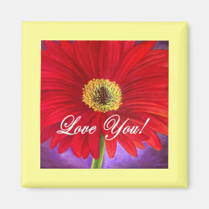 Imán Pintura roja de la flor de la margarita - multi