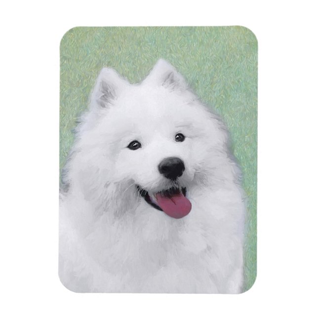 Imán Pintura Samoyed - Arte Perro Original Cuto (Vertical)