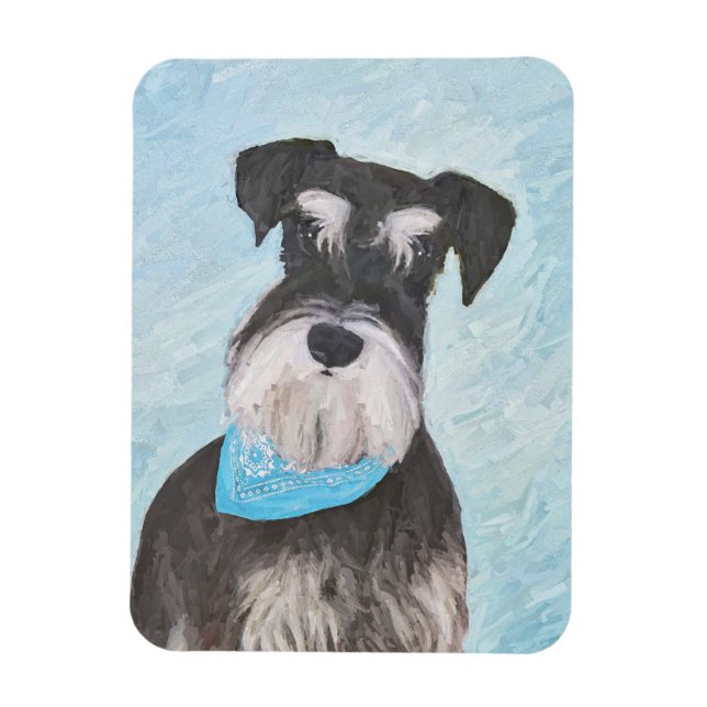 Imán Pintura Schnauzer (en miniatura) - Perro original  (Vertical)