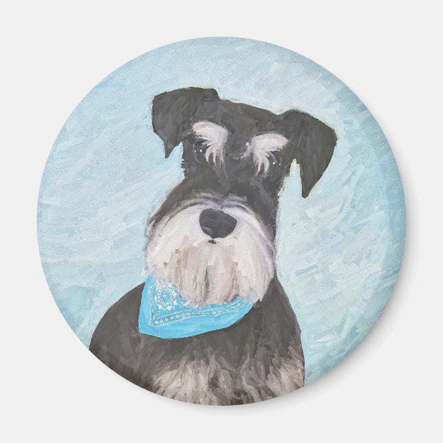 Imán Pintura Schnauzer (en miniatura) - Perro original  (Frente)
