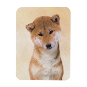Imán Pintura Shiba Inu (roja) - Arte original del perro